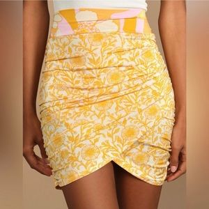 Free People Yellow Floral Print Mini Skirt.